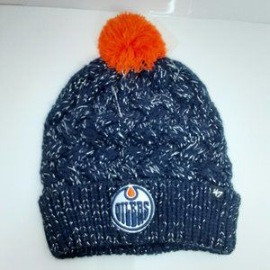 '47 Womens Edmonton Oilers Knit Beanie Toque Pom Sparkle Winter Hockey Fandom